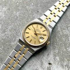 1987 Rolex 36mm Two Two Datejust Gold + Stainless - 17013 Oysterquartz