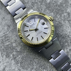 Tudor Ranger Prince Oysterdate 9101/01 Stainless Steel Silver Dial Gold Bezel