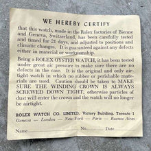 Load image into Gallery viewer, Early Vintage Rolex Original Warranty Papers - Blank
