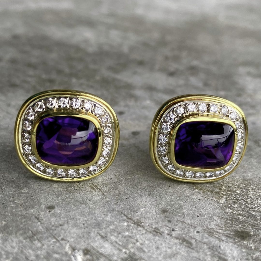 18K Yellow Gold 6 CT Amethyst and Diamond