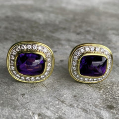 18K Yellow Gold 6 CT Amethyst and Diamond