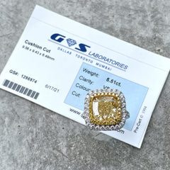 5.51 Carat Cushion Cut Diamond Ring Certified