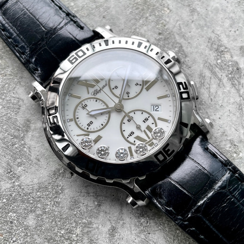42mm Stainless Steel Chopard Happy Sport with Floating Diamonds