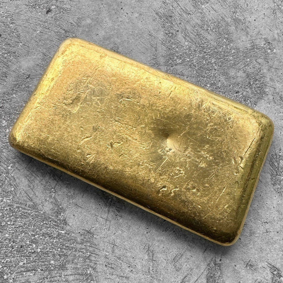 JMC Johnson Matthey Company 10 oz Gold Poured Bar .9975 Early Version