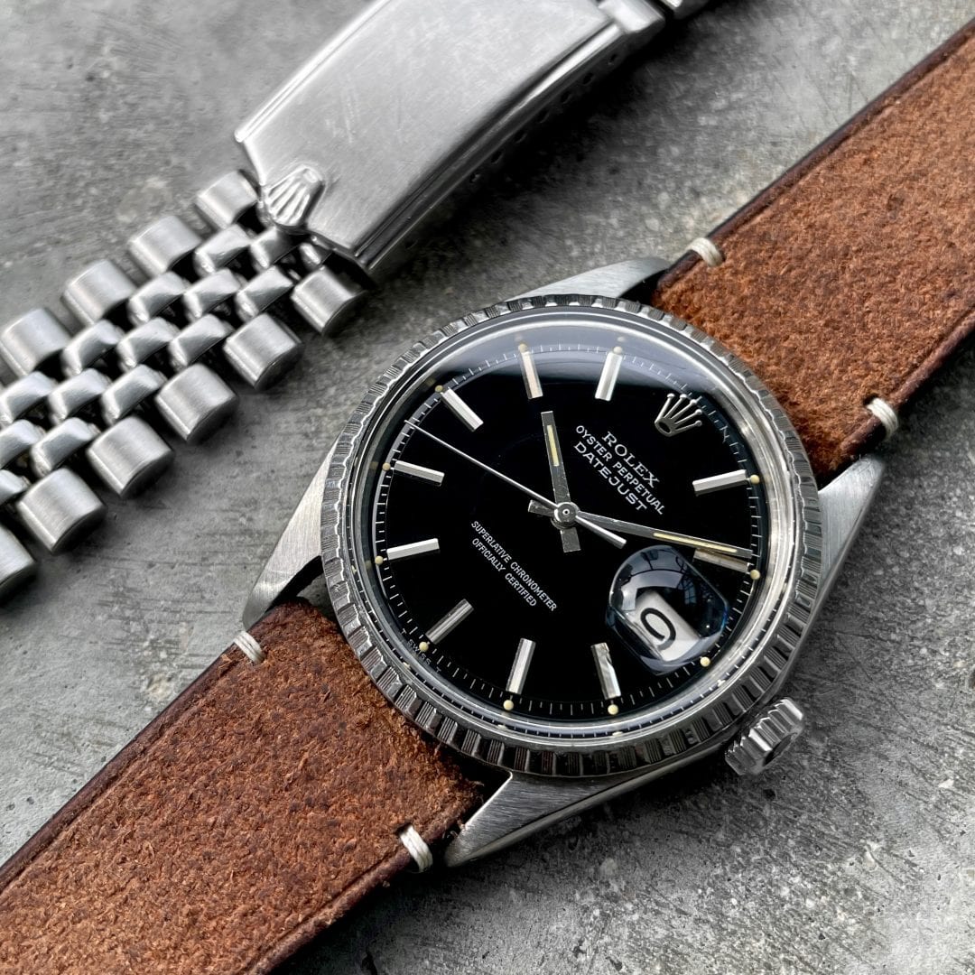 1970 Rolex Glossy Black 1603 Datejust Jubilee 1570 Movement - Rolex service