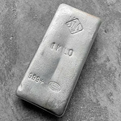 Scarce Johnson Matthey 1 Kilo .999 Silver Poured Bar 32.15 oz – Small Logo