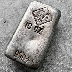 Vintage Johnson Matthey 10oz Poured silver bar - Large Logo