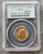 Load image into Gallery viewer, Canada 1917-C Sovereign Gold Coin PCGS MS-61

