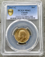 Load image into Gallery viewer, 1917 Canada Gold Sovereign Coin - PCGS MS 62
