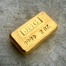 Load image into Gallery viewer, JMC Johnson Matthey Company TGM 2 oz .999 Gold Poured Bar Tucson Gold Mining
