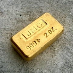 JMC Johnson Matthey Company TGM 2 oz .999 Gold Poured Bar Tucson Gold Mining