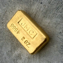 Load image into Gallery viewer, JMC Johnson Matthey Company TGM 2 oz .999 Gold Poured Bar Tucson Gold Mining
