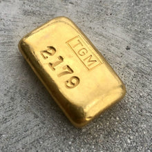 Load image into Gallery viewer, JMC Johnson Matthey Company TGM 2 oz .999 Gold Poured Bar Tucson Gold Mining
