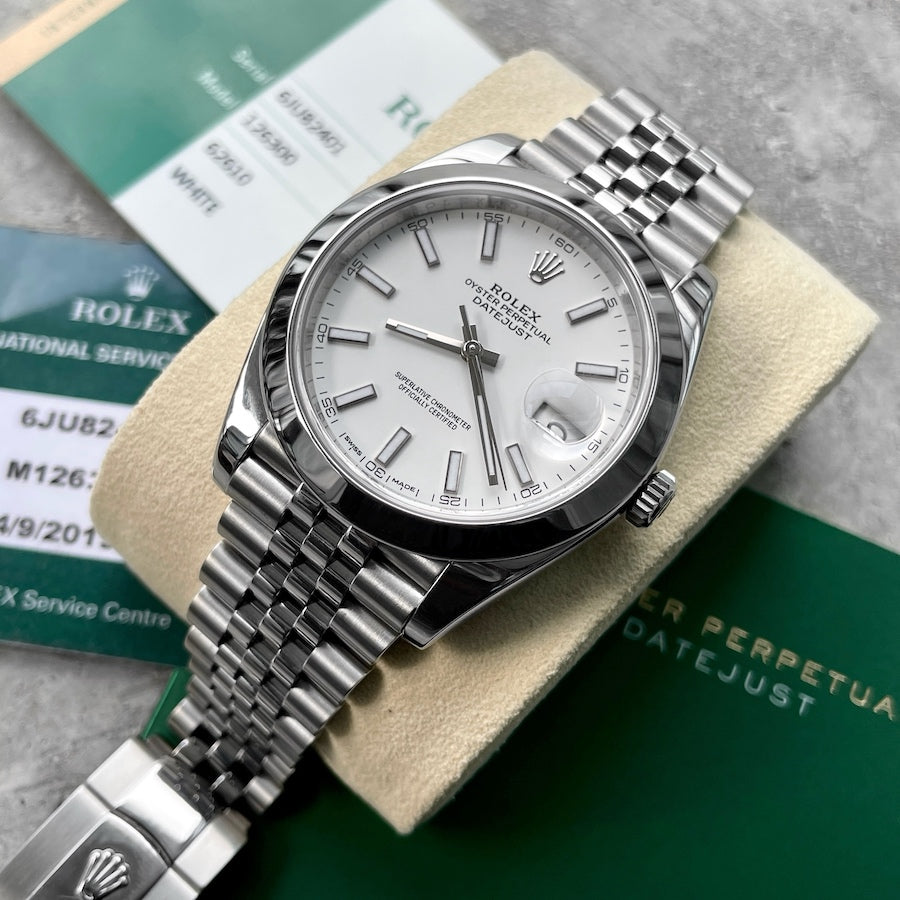 2018 Rolex 41mm Datejust 126300 Jubilee white dial – Box / Papers - Serviced