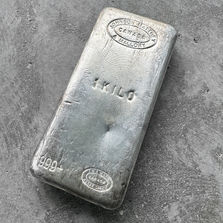 Vintage Johnson Matthey Mallory Kilo Silver bar