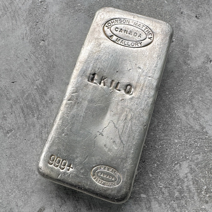Vintage Johnson Matthey Mallory Kilo Silver bar
