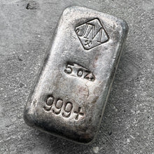 Load image into Gallery viewer, Vintage 5oz Johnson Matthey poured silver bar
