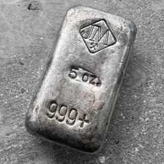Vintage 5oz Johnson Matthey poured silver bar