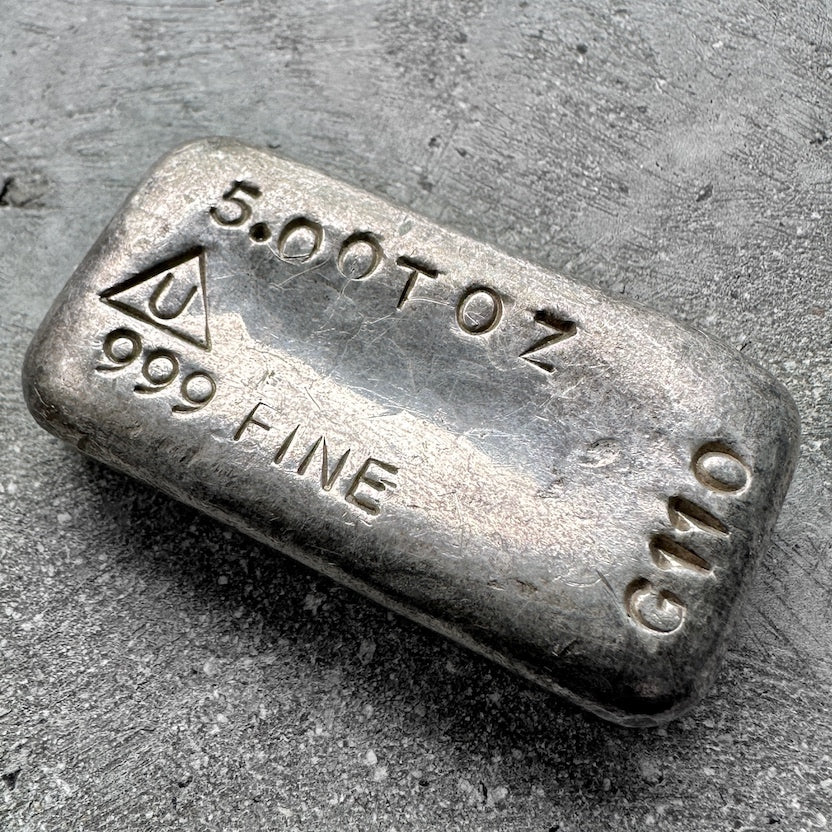 Vintage Delta 5oz Poured silver bar