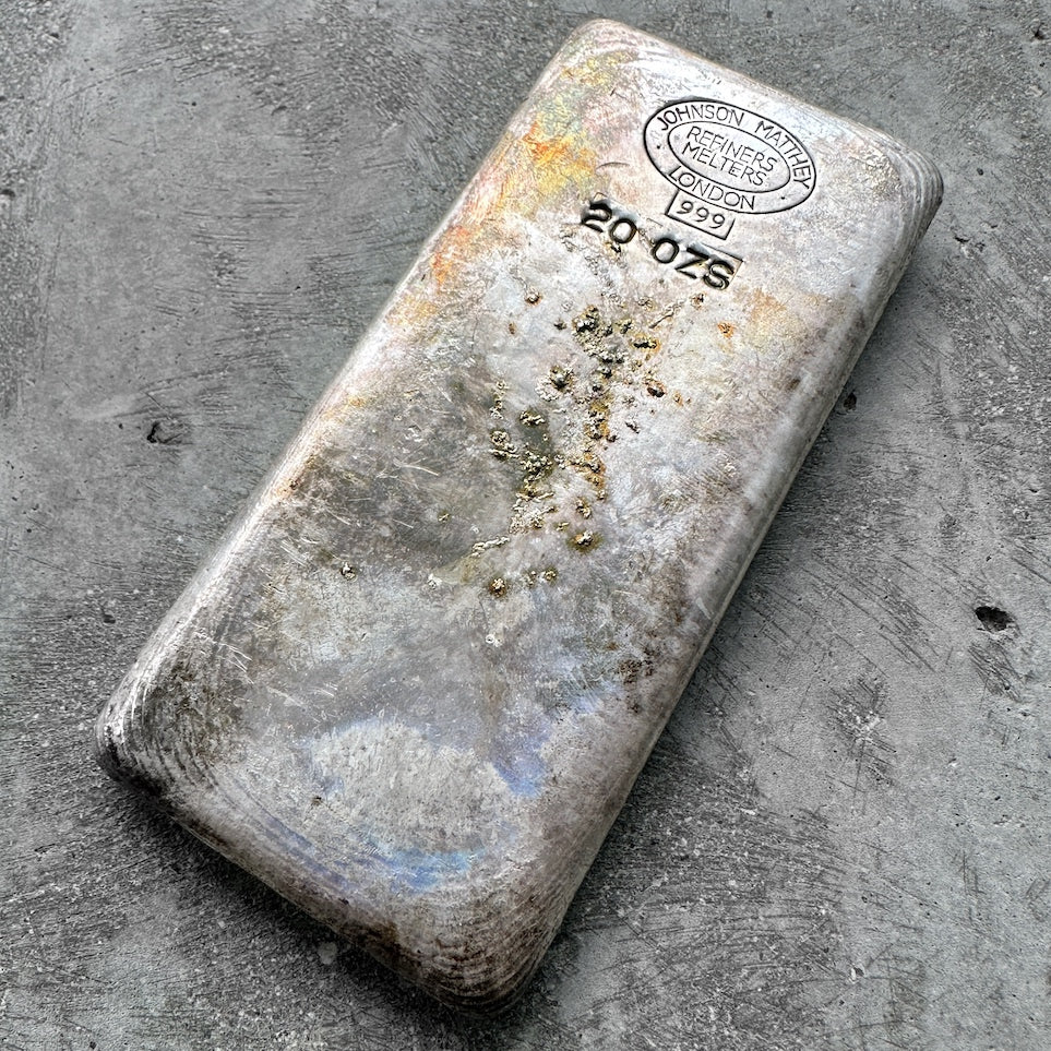 Vintage Johnson Matthey London 20oz Silver Poured bar