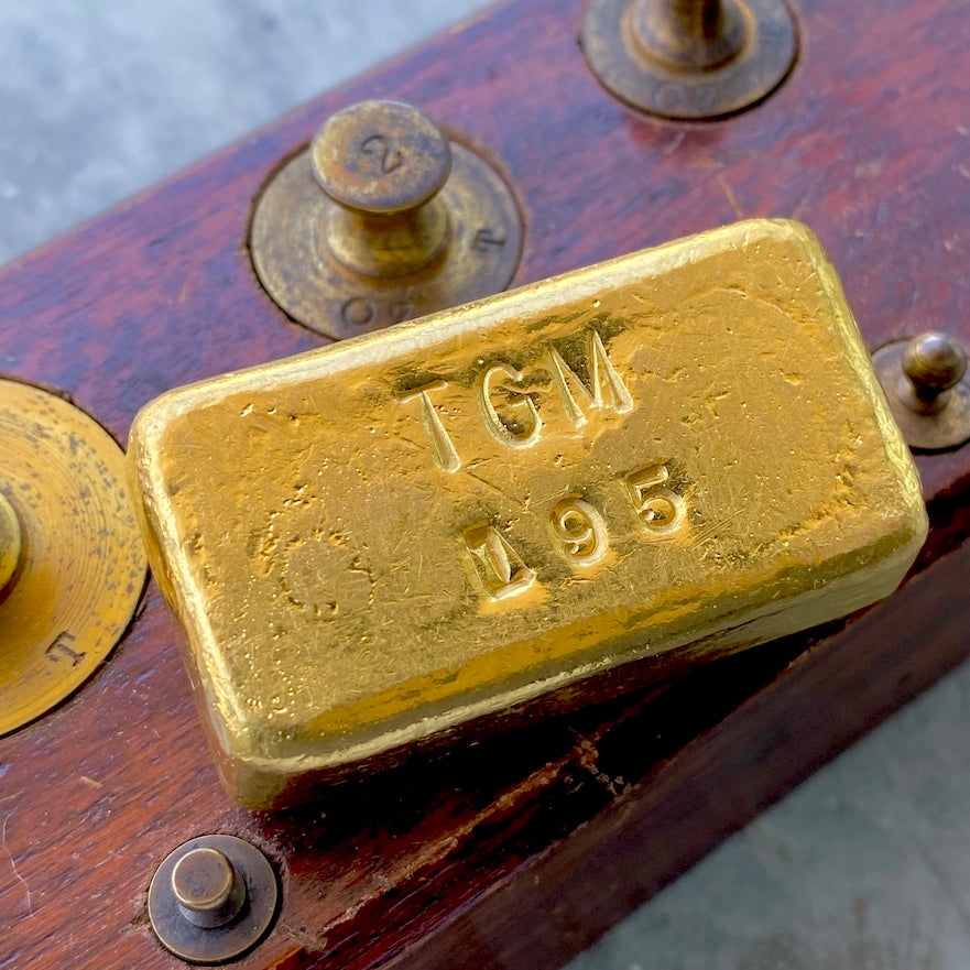 Johnson Matthey Mallory 10oz .999 Gold Bar with a Tucson Gold Mining company counter stamp