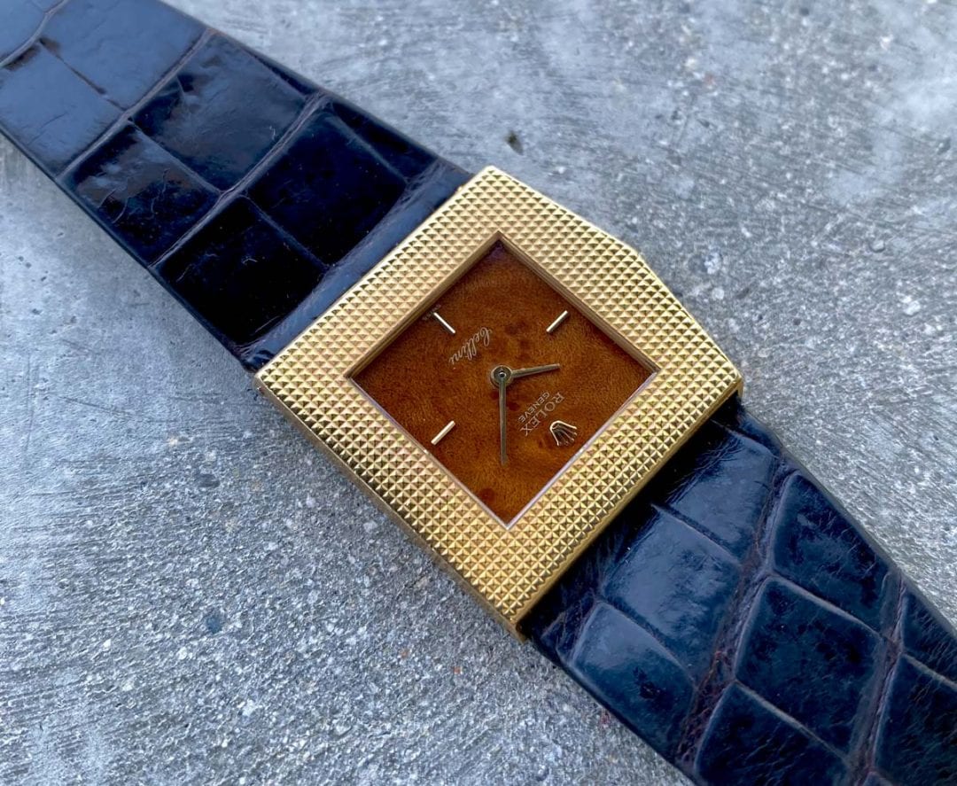 Rolex King Midas 18K Yellow Gold Wood Dial 4126 on Original Leather! Left Handed