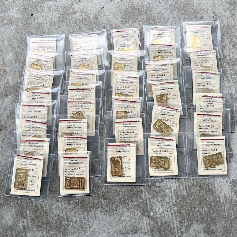 1/2oz Johnson Matthey Gold Trojan bar with certificate