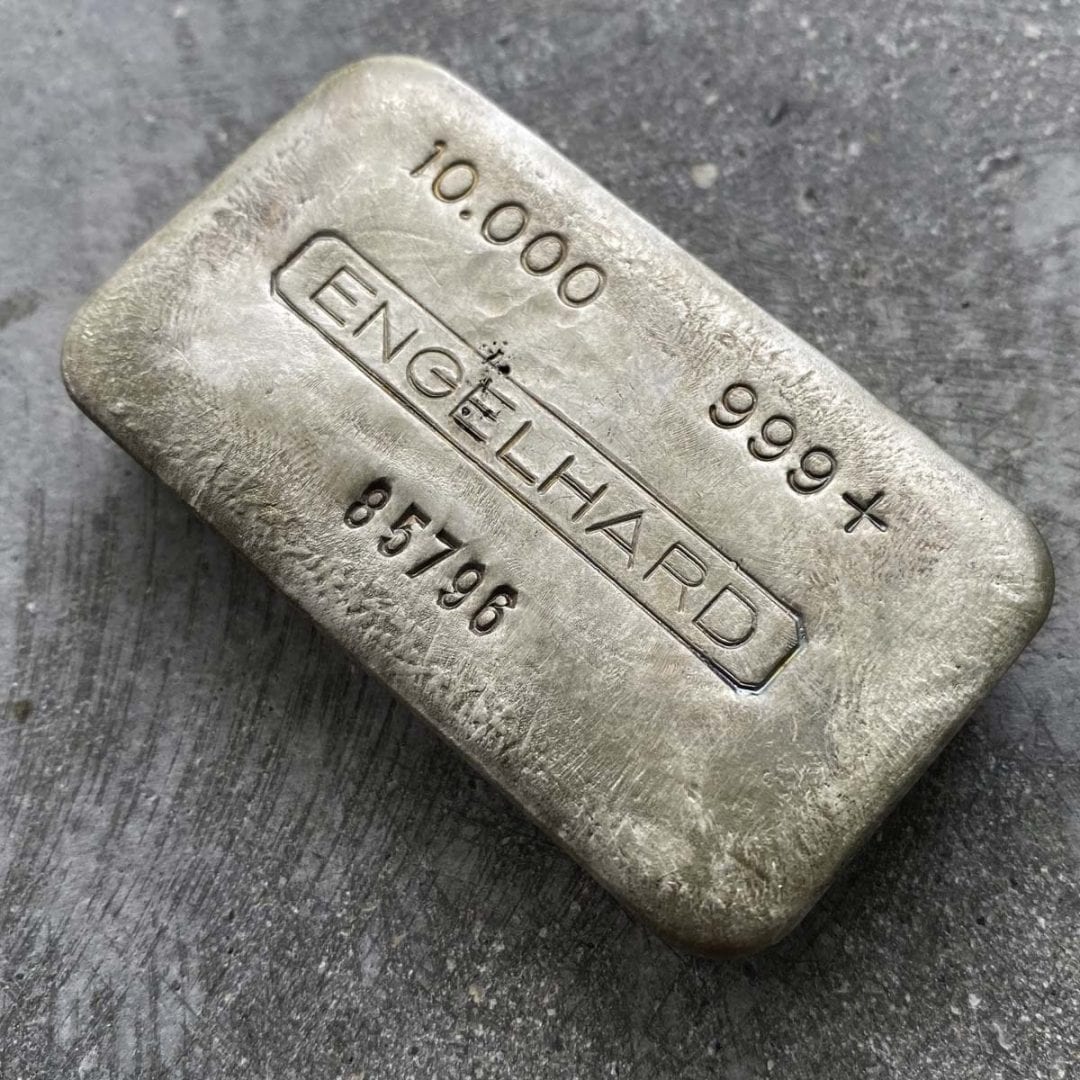 Engelhard 5 Digit 10oz .999 Silver Bar