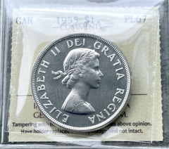 1955 Canada 1 Dollar Silver Coin One Dollar Proof Like ICCS PL 67 Arnprior