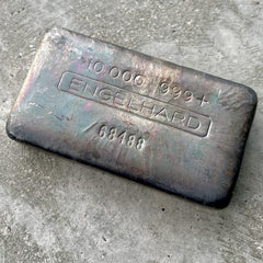 Vintage Engelhard 5 Digit Poured 10oz Silver Bar Stunning Toning
