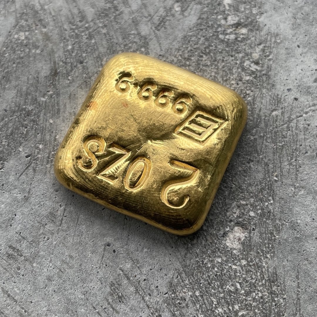 Vintage Engelhard Square 2oz .999 Gold Bar