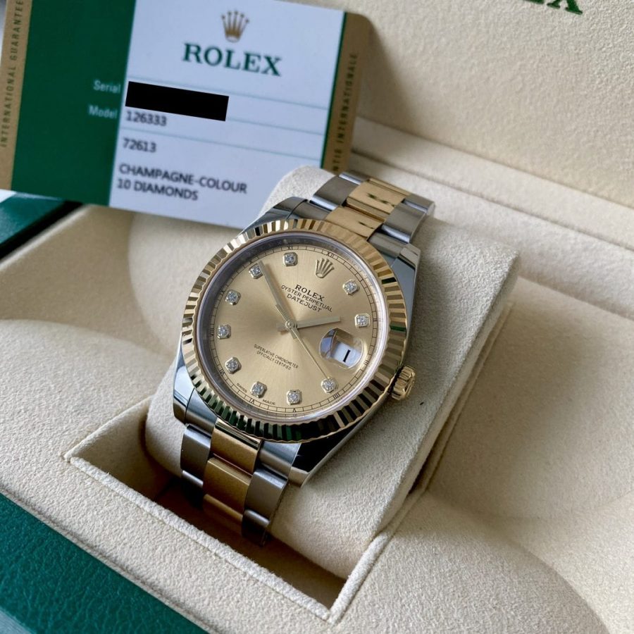41 mm 2019 Rolex Datejust Two Tone Diamond dial 126333 Box + Papers
