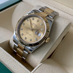 41 mm 2019 Rolex Datejust Two Tone Diamond dial 126333 Box + Papers