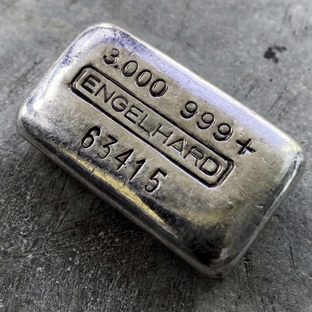 Engelhard 3oz .999 Fine Silver Bar