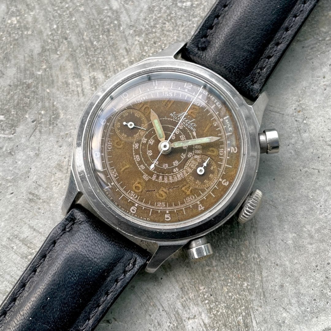 1940s Mido Multichrono with aged dial