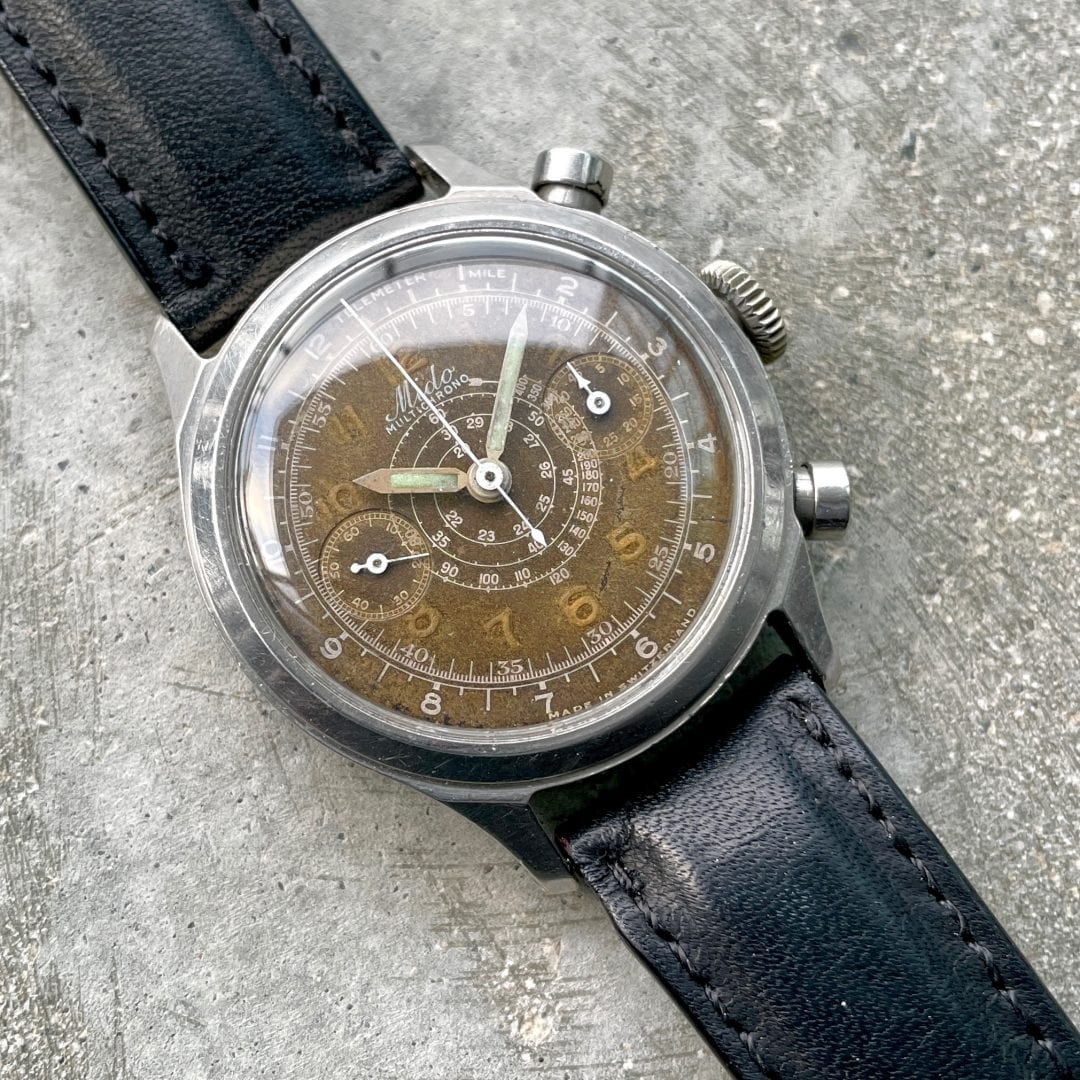 1940s Mido Multichrono with aged dial