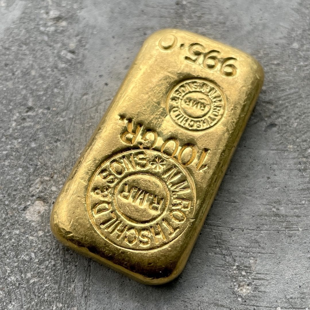 Rothschild 100 Gram .9990 Gold Poured Bar