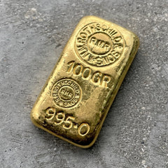 Rothschild 100 Gram .9990 Gold Poured Bar