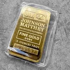 Vintage Johnson Matthey 5oz Gold Bar