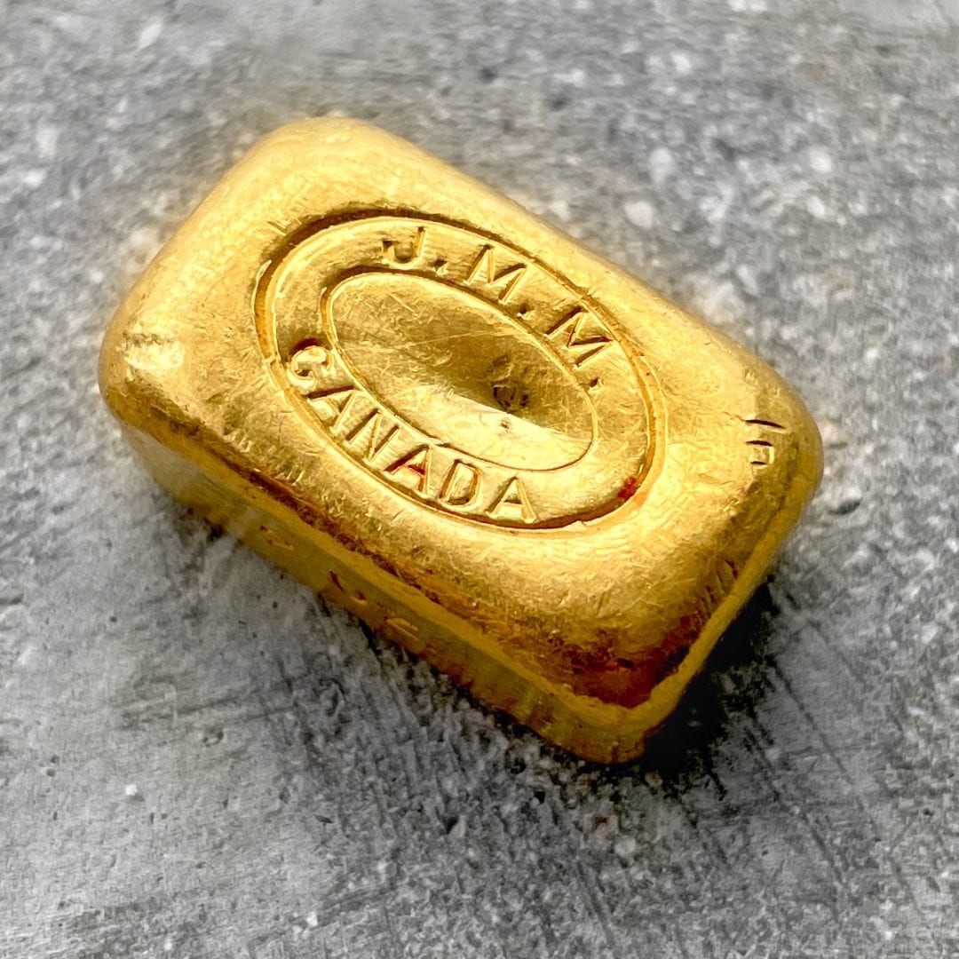 Johnson Matthey Mallory 2oz Vintage Gold Poured Bar 2 oz .9999 Fine - JM&M