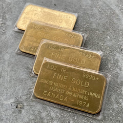1oz Vintage Johnson Matthey Mallory Limited Gold Bar .9999 - Dated 1974