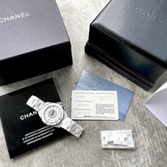 38mm Chanel J12 Automatic White Ceramic H1759 Box + Papers Factory Diamond Dial