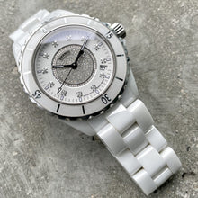 Load image into Gallery viewer, 38mm Chanel J12 Automatic White Ceramic H1759 Box + Papers Factory Diamond Dial
