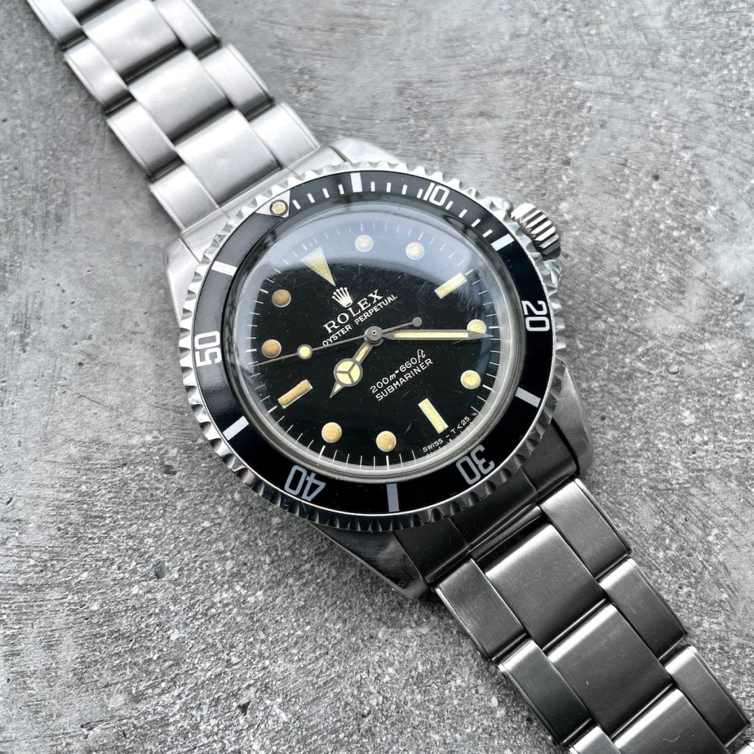 1966 Rolex Submariner 5513 Wristwatch Riveted Bracelet - Glossy Gilt!