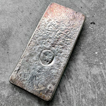 Load image into Gallery viewer, Vintage 20 oz .999 Silver Johnson Matthey Poured bar – toning + Linden Frost
