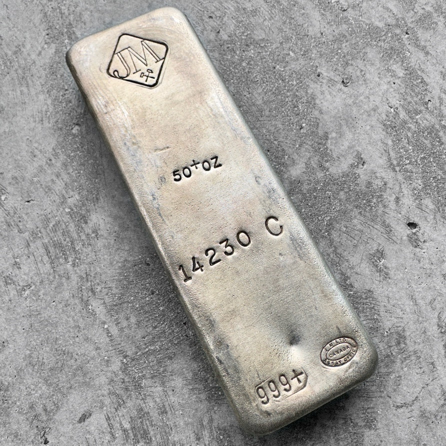 Vintage 50 oz .999 poured Silver Johnson Matthey