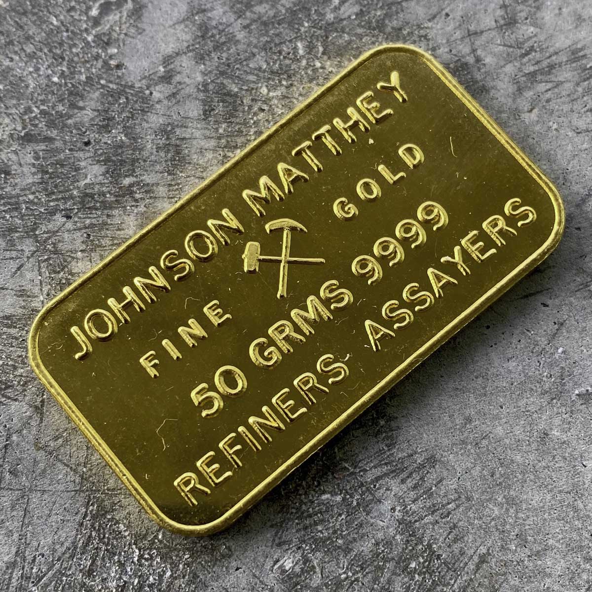Vintage Johnson Matthey 50 Gram .999 Pure Gold Bar
