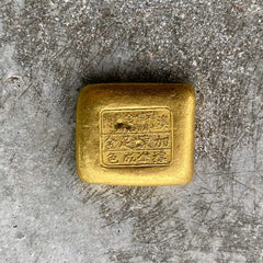 Interesting and Unique Chinese Gold Poured Tael 37.5 .999 Pure Gold Bar