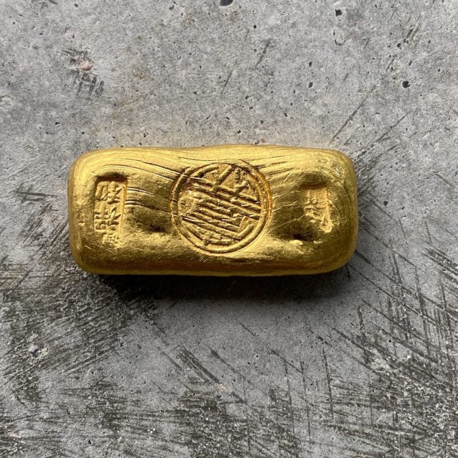 Interesting and Unique Chinese Gold Poured 1oz .999 Pure Gold Bar