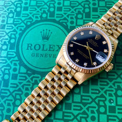 Rolex Datejust 31mm 68278 Yellow Gold Black Diamond Dial - Box Papers + Service